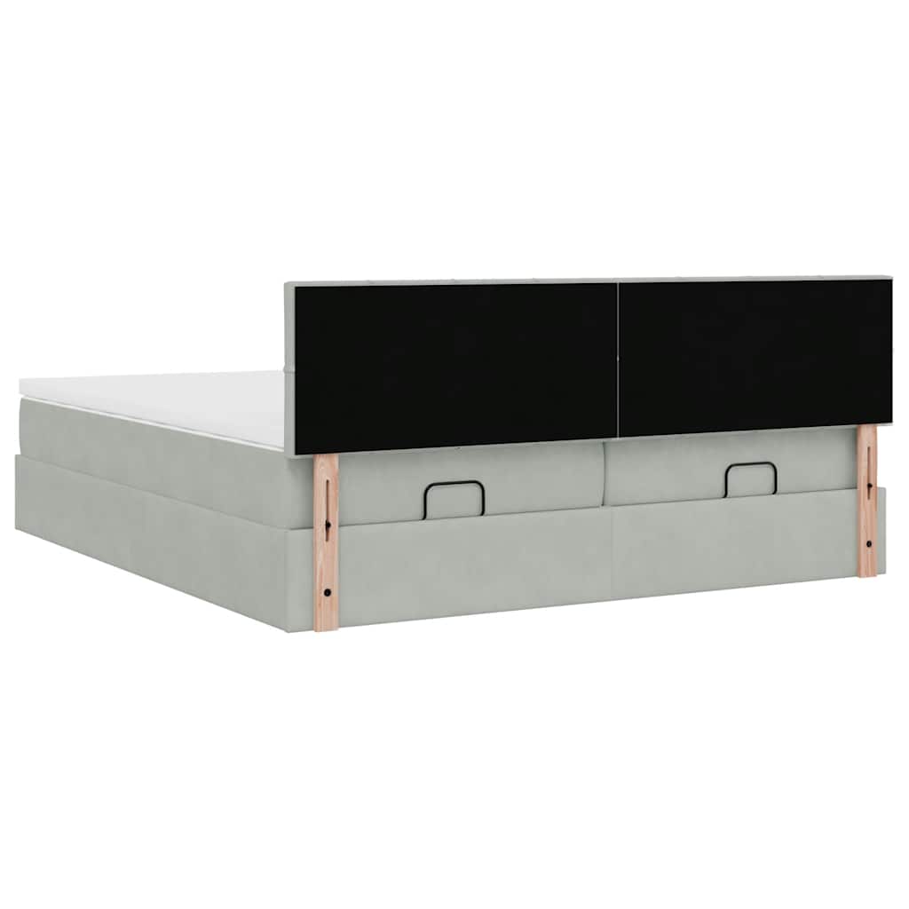 Ottoman-Bett mit Matratzen Hellgrau 200x200 cm Samt