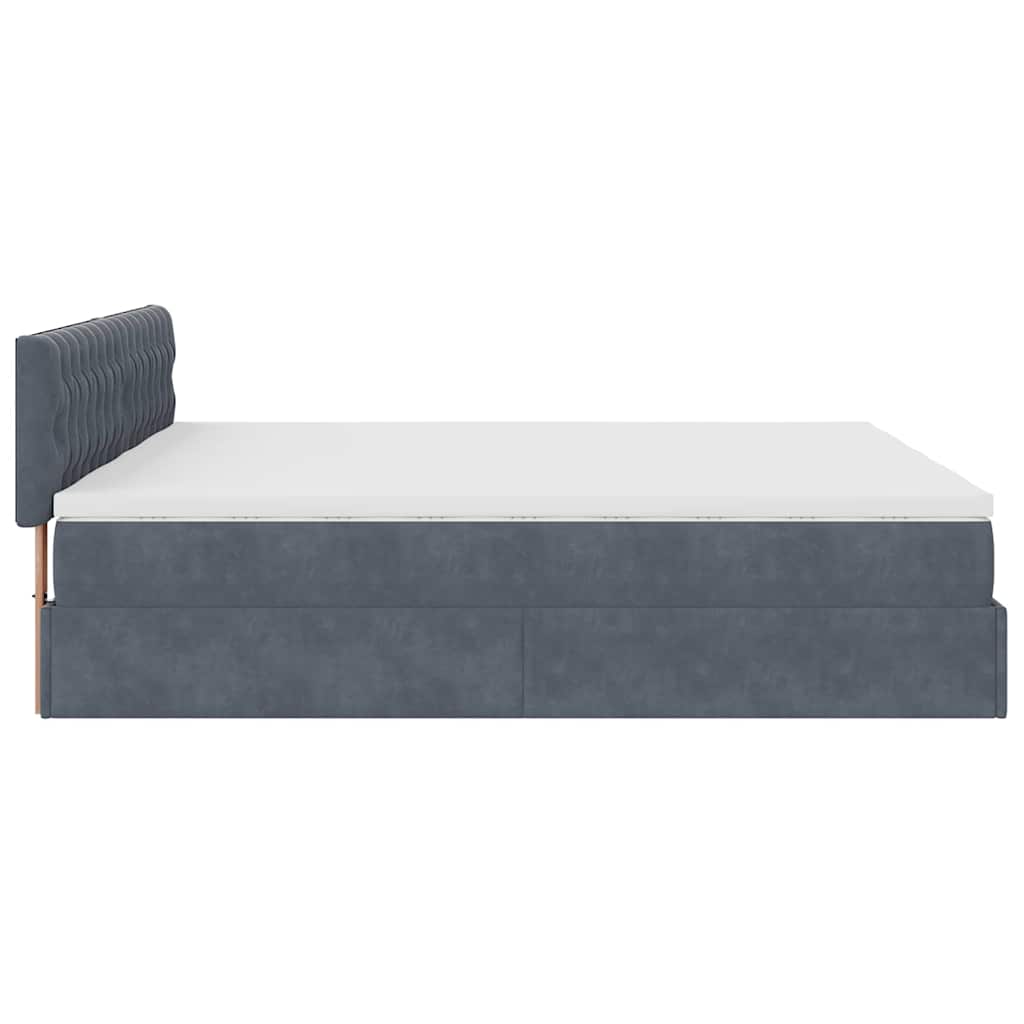 Lit ottoman avec matelas en velours gris foncé 200x200 cm