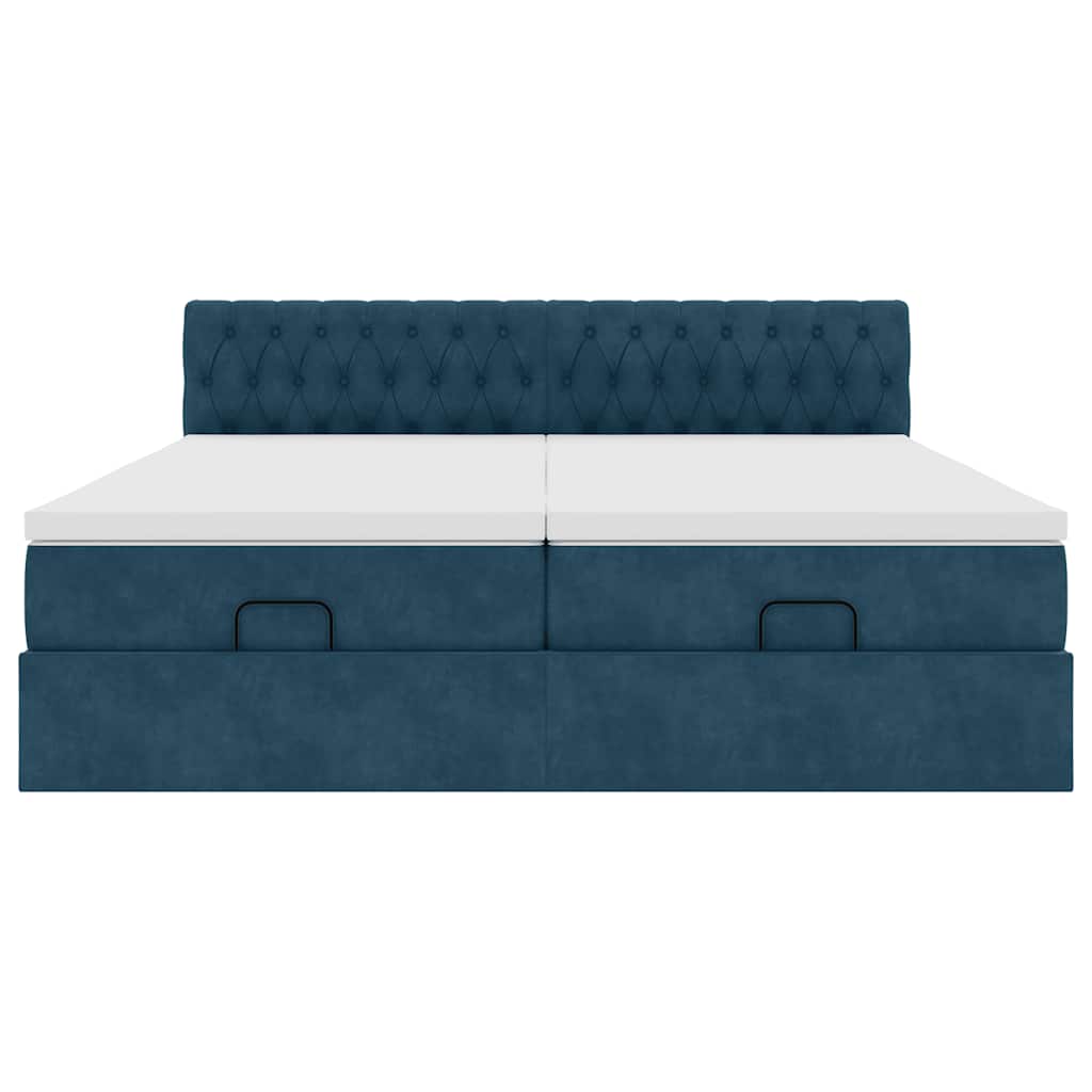 Ottoman-Bett mit Matratzen Dunkelblau 200x200 cm Samt