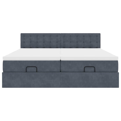Ottoman-Bett mit Matratzen Dunkelgrau 160x200 cm Samt