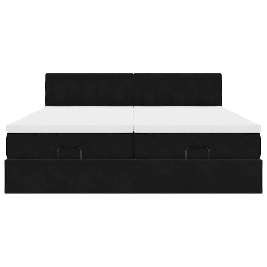 Ottoman-Bett mit Matratzen Schwarz 180x200 cm Samt