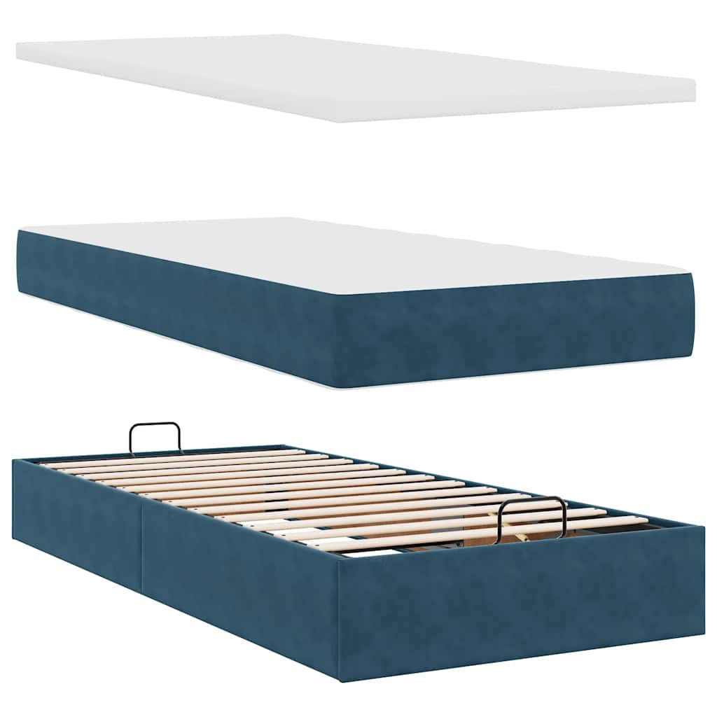 Ottoman-Bett mit Matratzen Dunkelblau 200x200 cm Samt