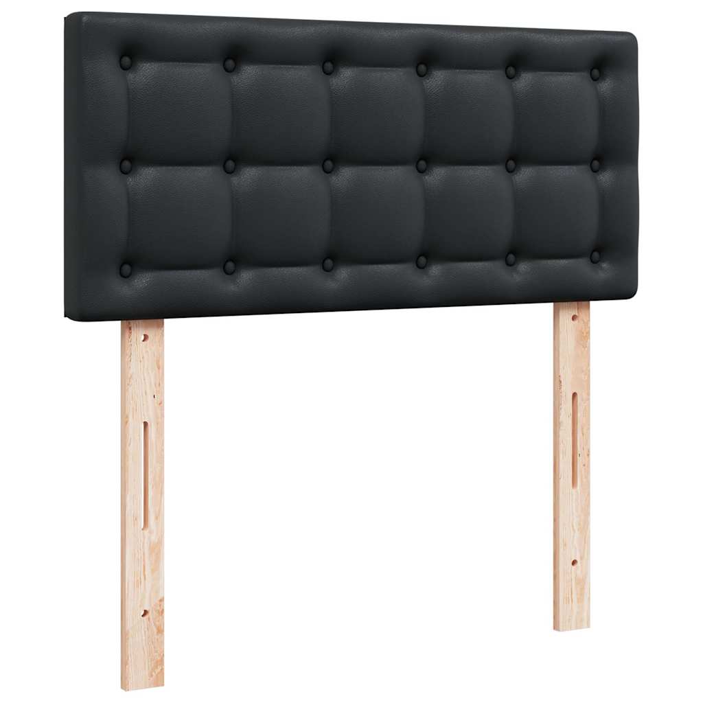 Ottoman-Bett mit Matratzen & LEDs Schwarz 90x190 cm Kunstleder