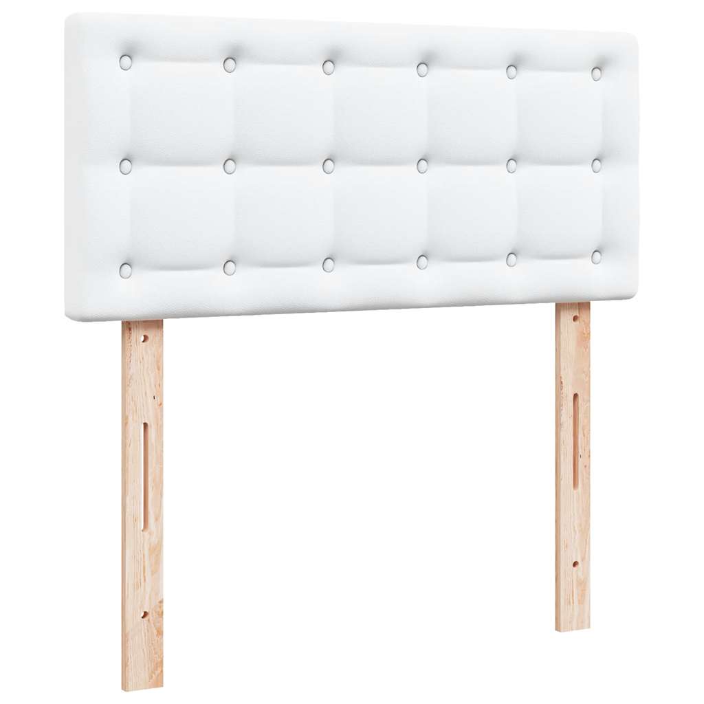 Ottoman-Bett mit Matratzen & LEDs Reinweiß 90x190 cm Kunstleder