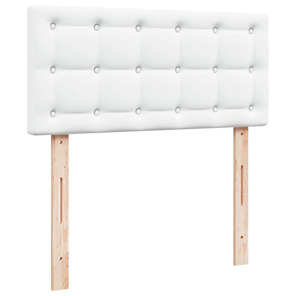 Ottoman-Bett mit Matratzen & LEDs Reinweiß 90x200 cm Kunstleder
