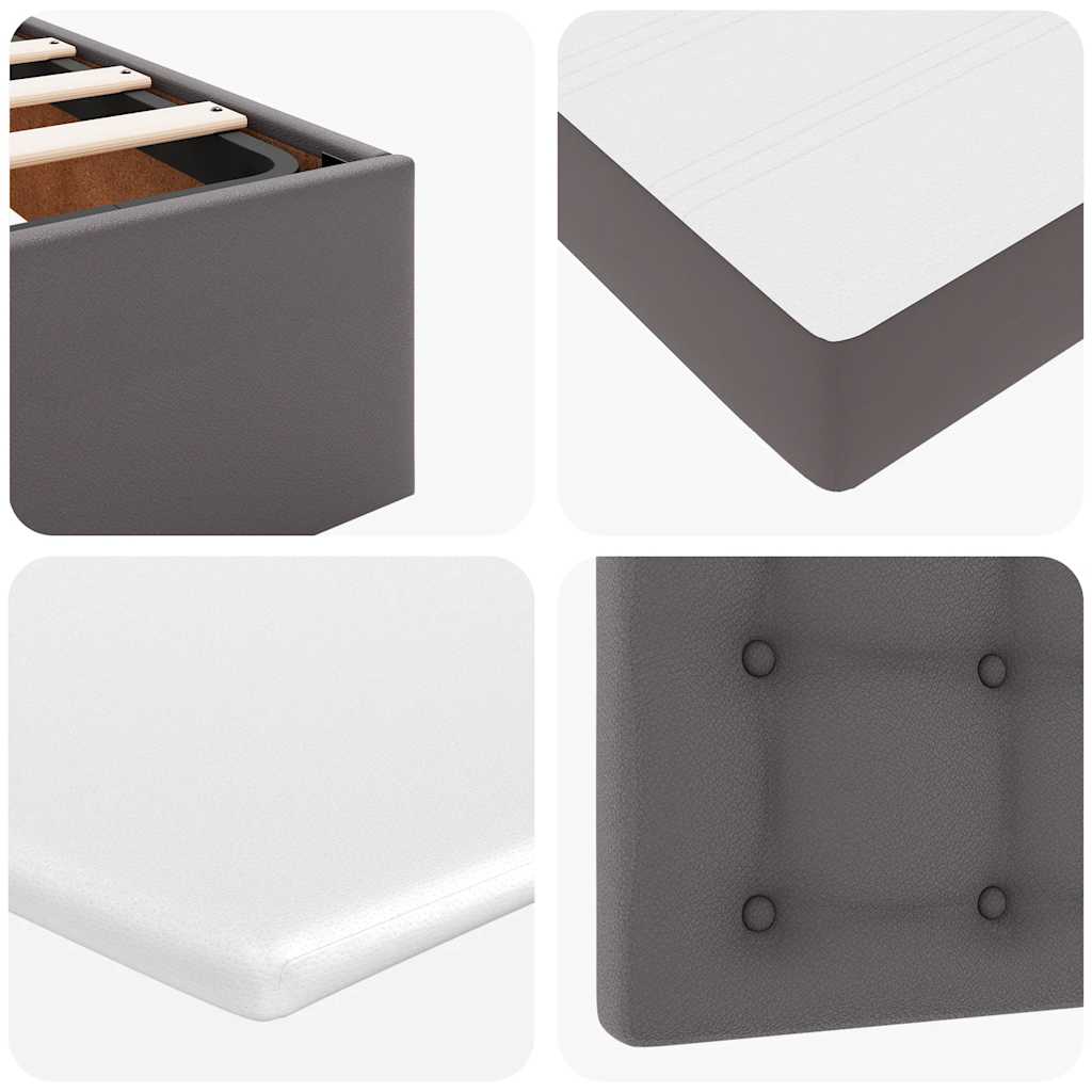 Ottoman-Bett mit Matratzen & LEDs Grau 90x200 cm Kunstleder