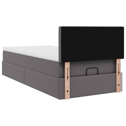 Ottoman-Bett mit Matratzen & LEDs Grau 90x200 cm Kunstleder