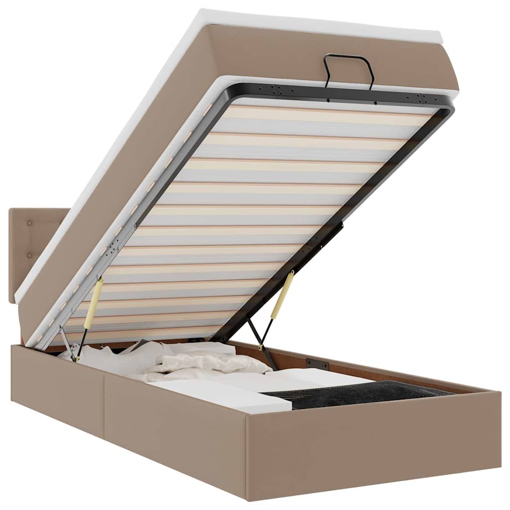 Ottoman-Bett mit Matratzen & LEDs 90x200 cm Kunstleder