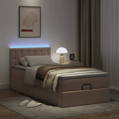 Ottoman-Bett mit Matratzen & LEDs 90x200 cm Kunstleder