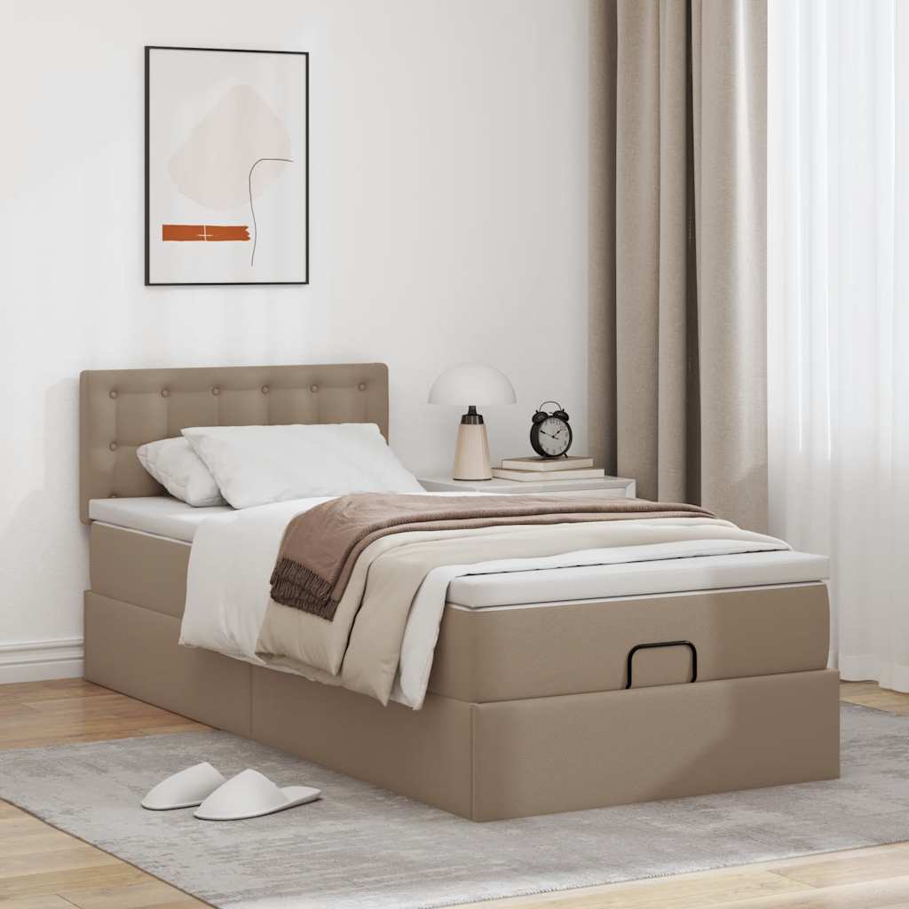 Ottoman-Bett mit Matratzen & LEDs 90x200 cm Kunstleder