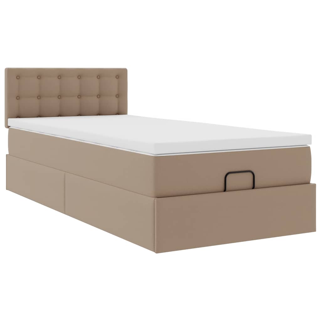 Ottoman-Bett mit Matratzen & LEDs 90x200 cm Kunstleder