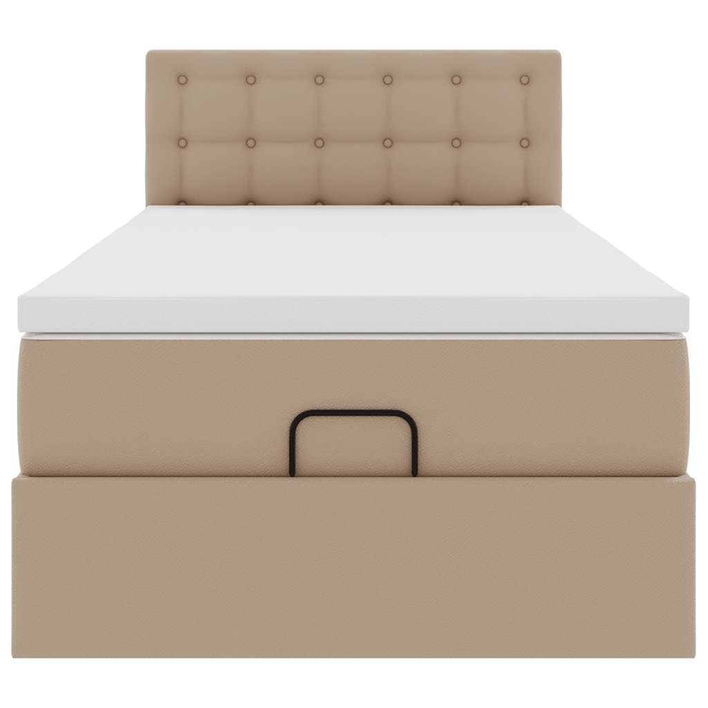 Ottoman-Bett mit Matratzen & LEDs 90x200 cm Kunstleder