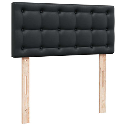 Ottoman-Bett mit Matratzen & LEDs Schwarz 100x200 cm Kunstleder