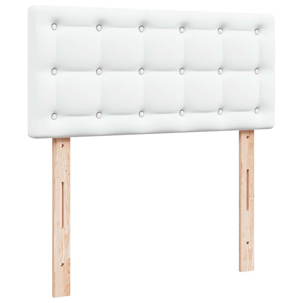 Ottoman-Bett mit Matratzen & LEDs Reinweiß 100x200cm Kunstleder