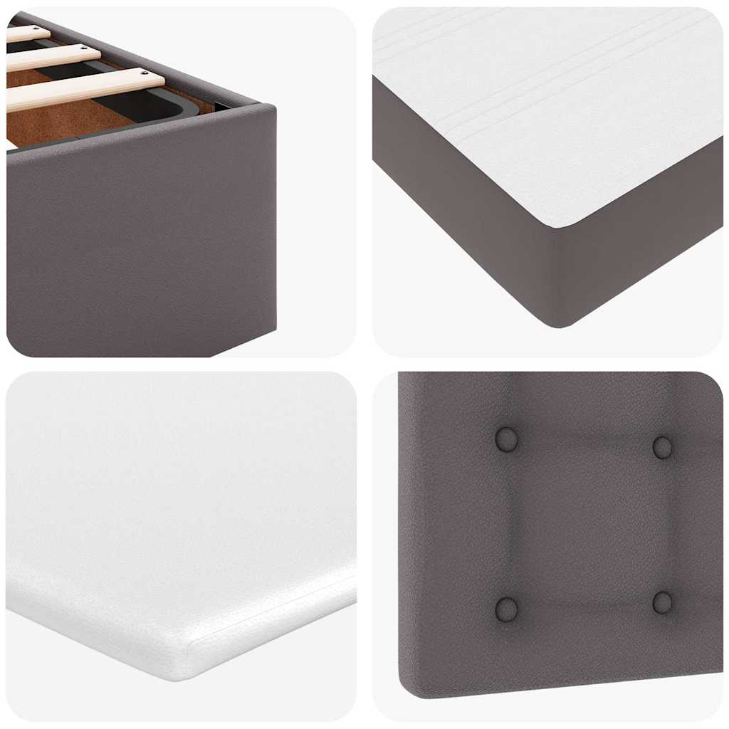 Ottoman-Bett mit Matratzen & LEDs Grau 100x200 cm Kunstleder