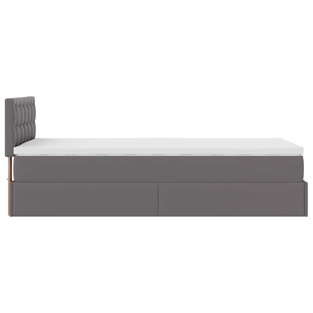 Ottoman-Bett mit Matratzen & LEDs Grau 100x200 cm Kunstleder