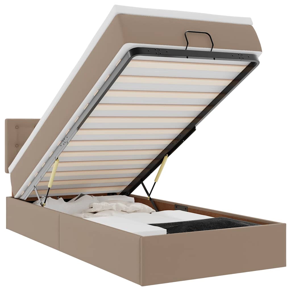 Ottoman-Bett mit Matratzen & LEDs 100x200cm Kunstleder