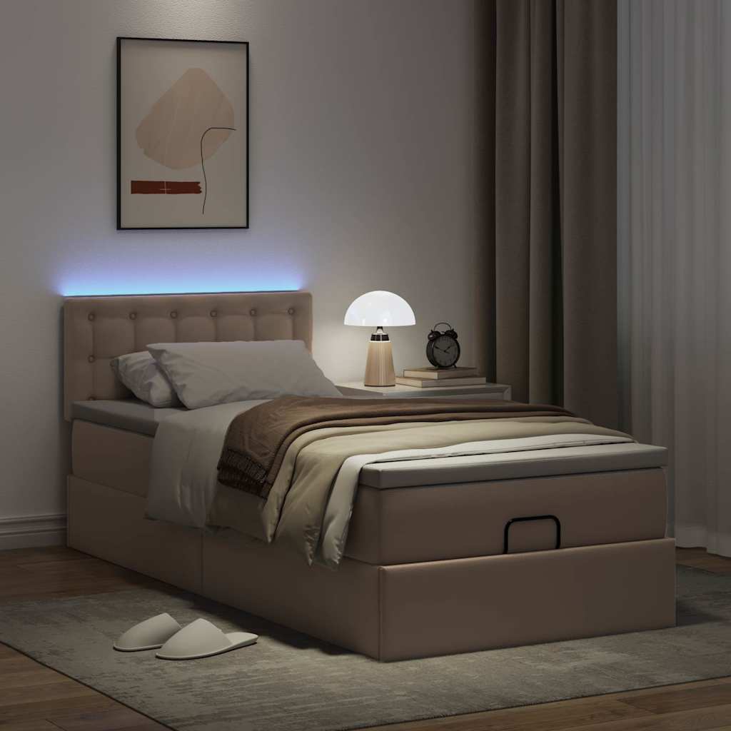Ottoman-Bett mit Matratzen & LEDs 100x200cm Kunstleder
