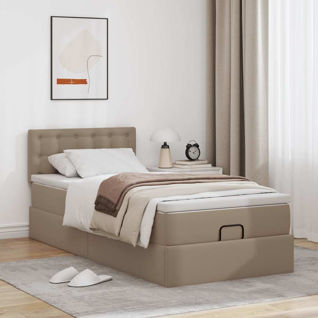Ottoman-Bett mit Matratzen & LEDs 100x200cm Kunstleder