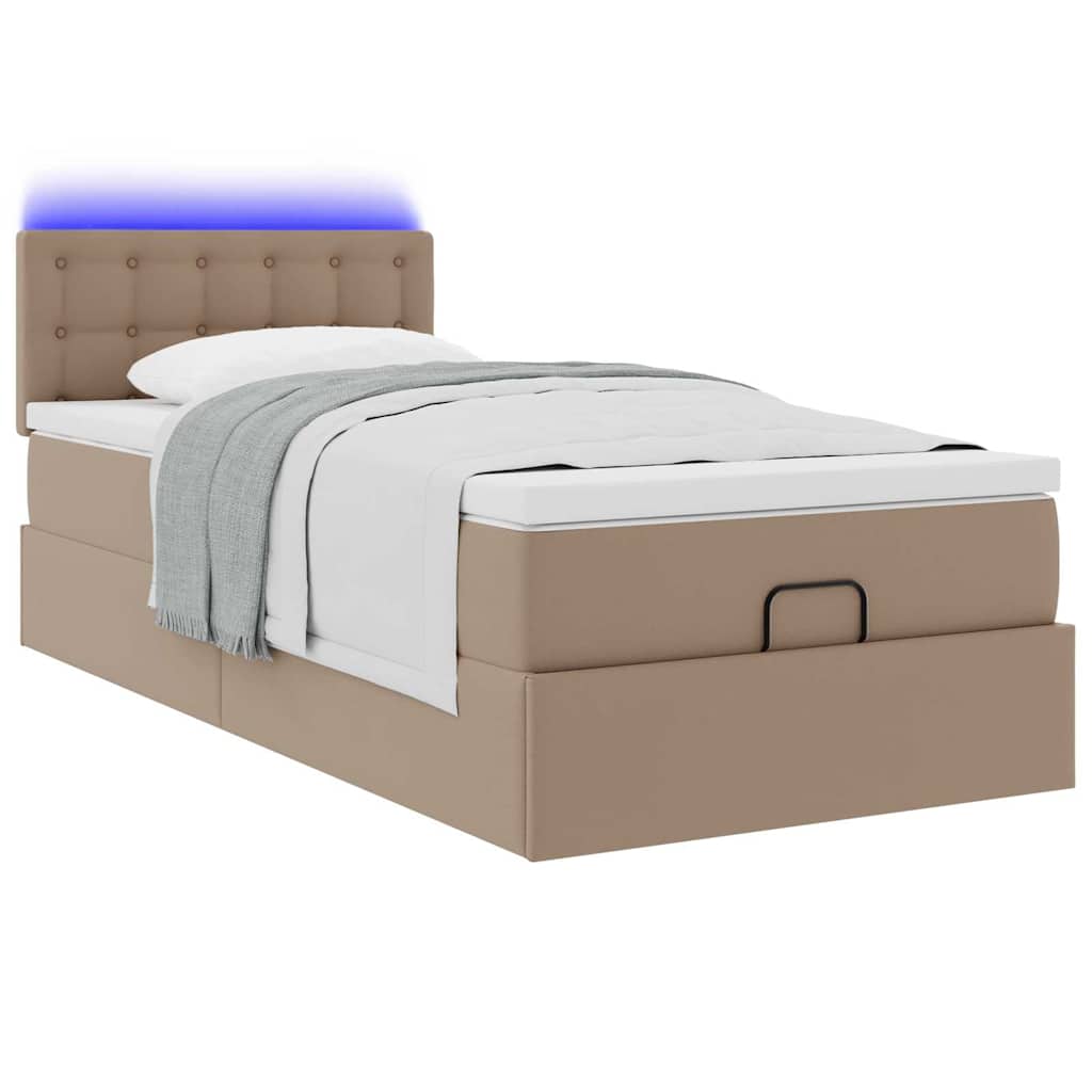 Ottoman-Bett mit Matratzen & LEDs 100x200cm Kunstleder