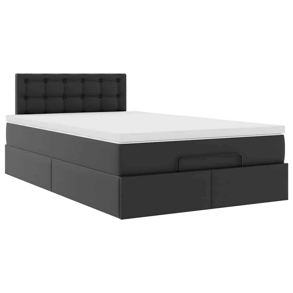 Ottoman-Bett mit Matratzen & LEDs Schwarz 120x190cm Kunstleder