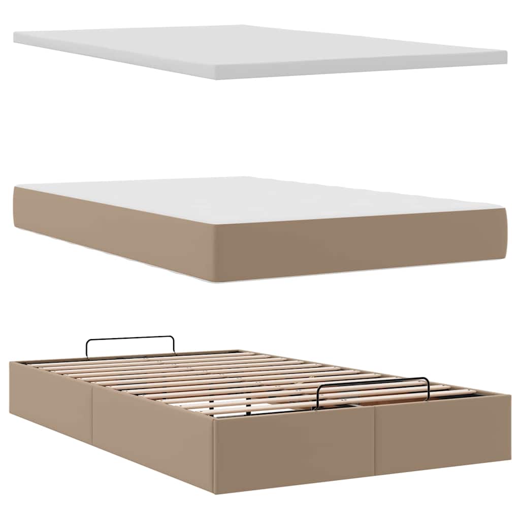 Ottoman-Bett mit Matratzen & LEDs Cappuccino-Braun 120x190cm