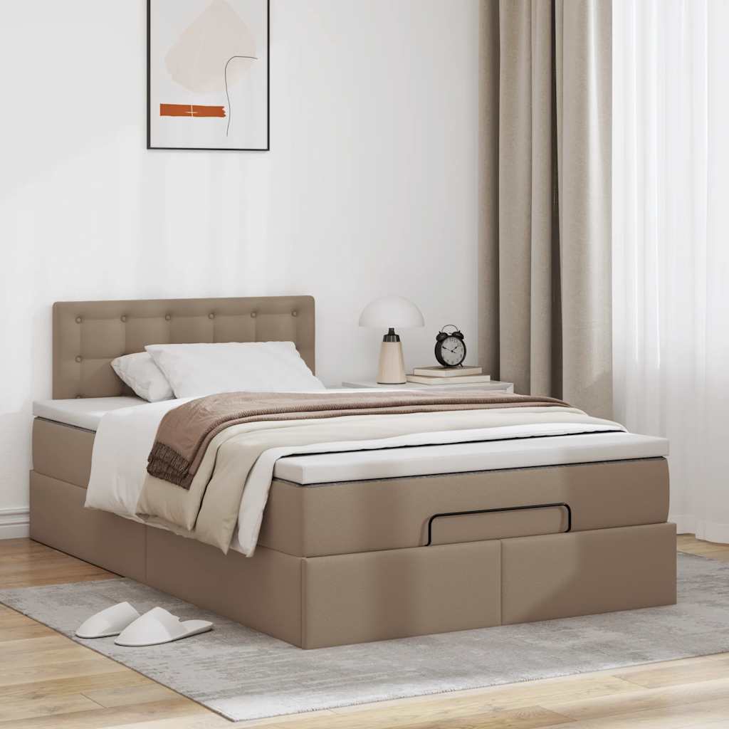 Ottoman-Bett mit Matratzen & LEDs Cappuccino-Braun 120x190cm