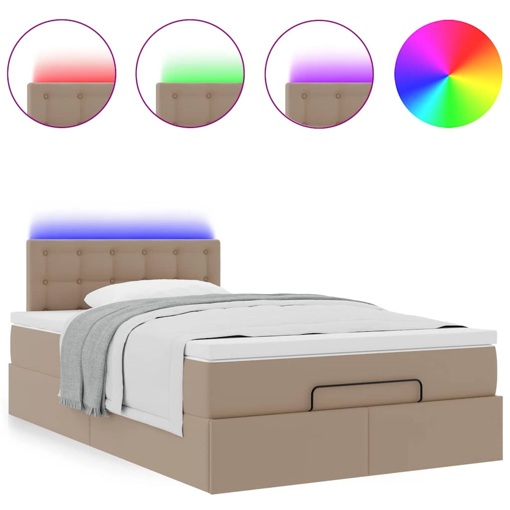 Ottoman-Bett mit Matratzen & LEDs Cappuccino-Braun 120x190cm