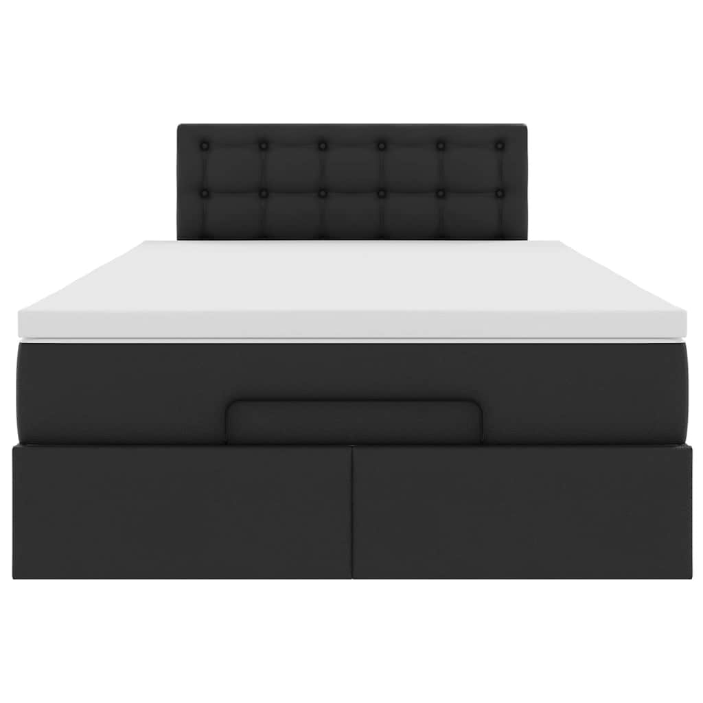 Ottoman-Bett mit Matratzen & LEDs Schwarz 120x200 cm Kunstleder