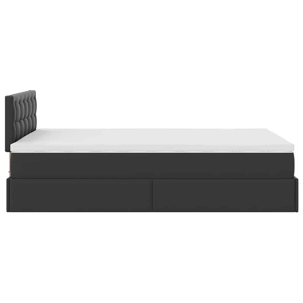 Ottoman-Bett mit Matratzen & LEDs Schwarz 120x200 cm Kunstleder