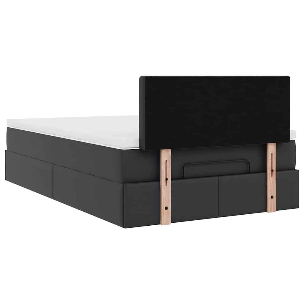 Ottoman-Bett mit Matratzen & LEDs Schwarz 120x200 cm Kunstleder