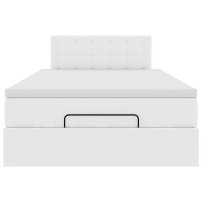Ottoman-Bett mit Matratzen & LEDs Reinweiß 120x200cm Kunstleder