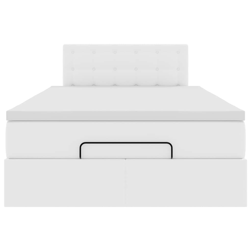 Ottoman-Bett mit Matratzen & LEDs Reinweiß 120x200cm Kunstleder