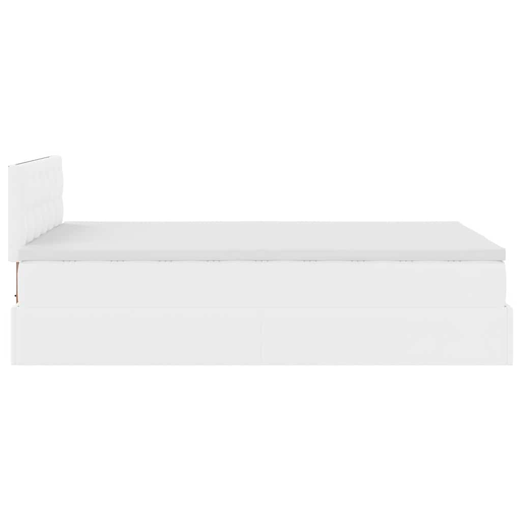 Ottoman-Bett mit Matratzen & LEDs Reinweiß 120x200cm Kunstleder