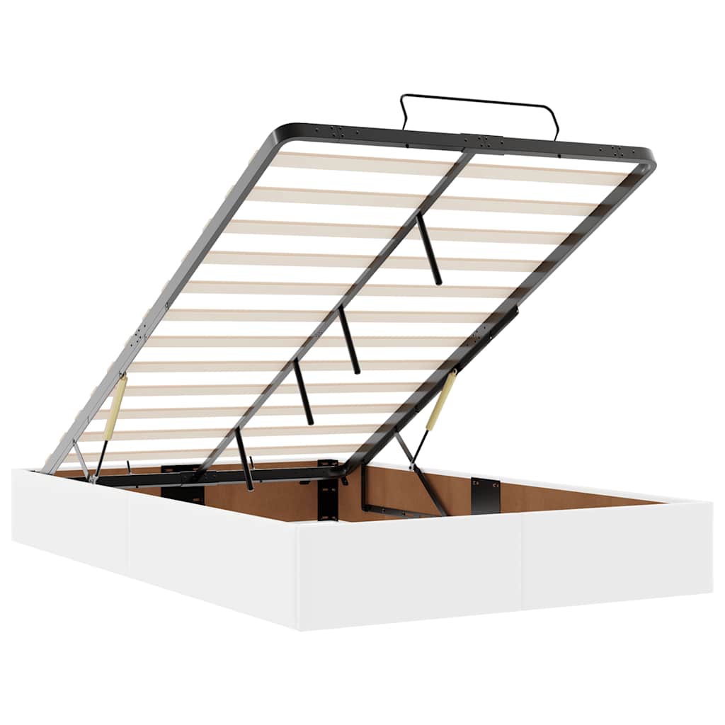 Ottoman-Bett mit Matratzen & LEDs Reinweiß 120x200cm Kunstleder