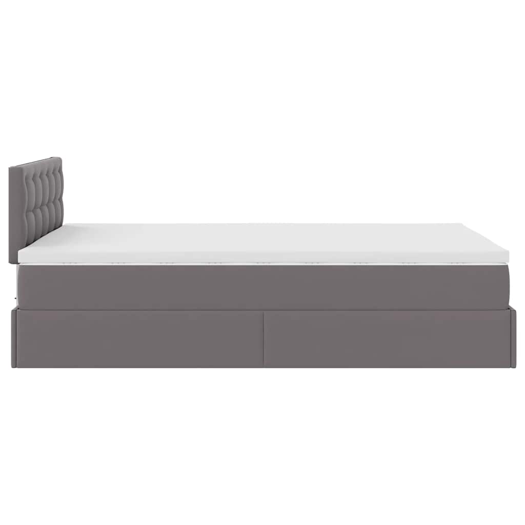 Ottoman-Bett mit Matratzen & LEDs Grau 120x200 cm Kunstleder