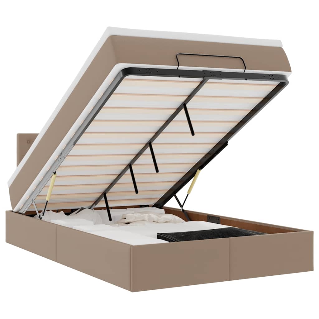Ottoman-Bett mit Matratzen & LEDs 120x200cm Kunstleder