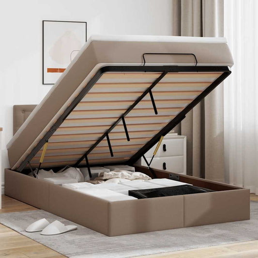Ottoman-Bett mit Matratzen & LEDs 120x200cm Kunstleder
