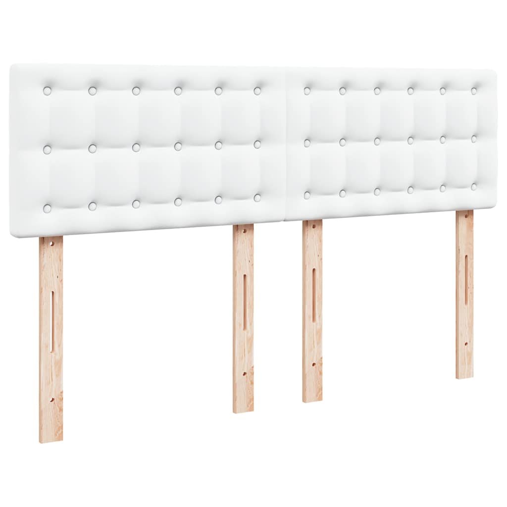 Ottoman-Bett mit Matratzen & LEDs Reinweiß 140x190cm Kunstleder