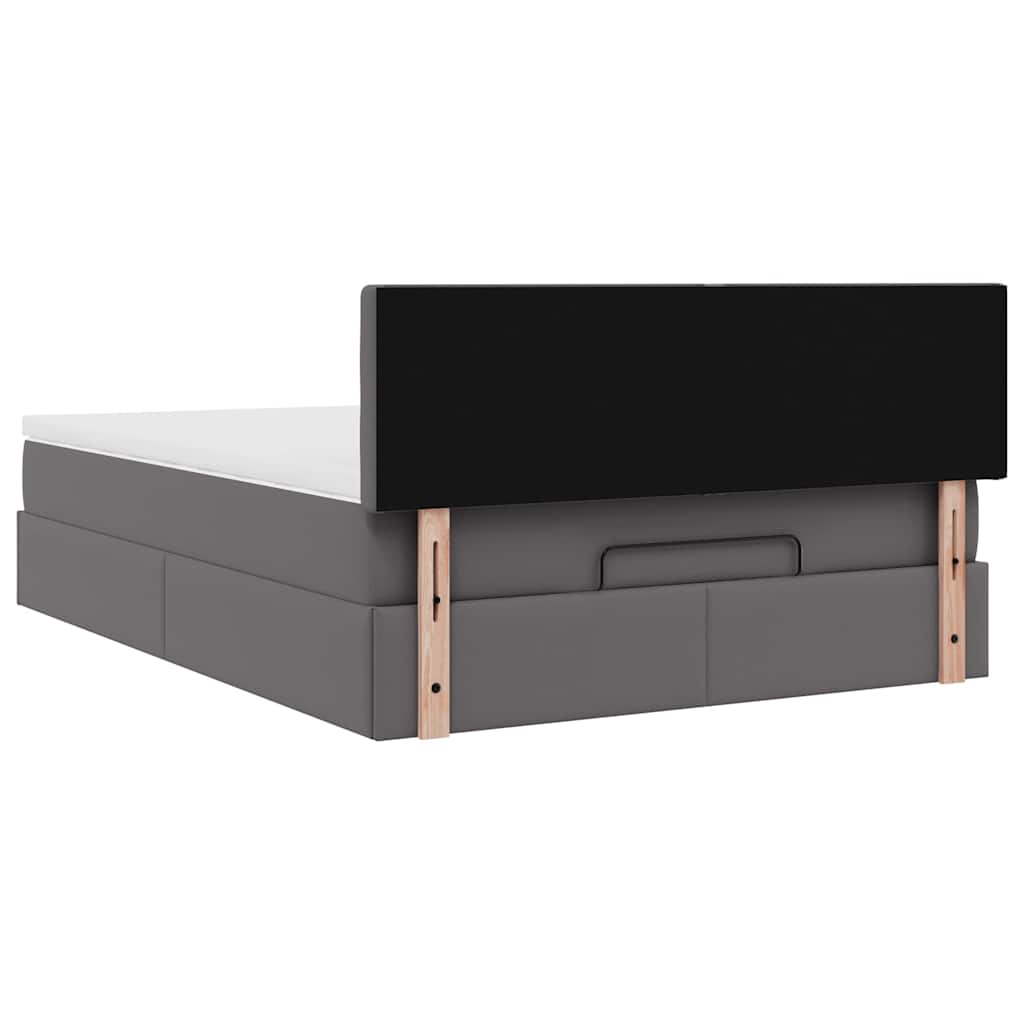 Ottoman-Bett mit Matratzen & LEDs Grau 140x190 cm Kunstleder