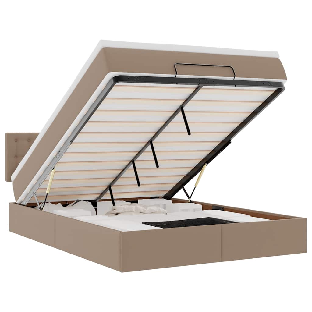 Ottoman-Bett mit Matratzen & LEDs Cappuccino-Braun 140x190cm