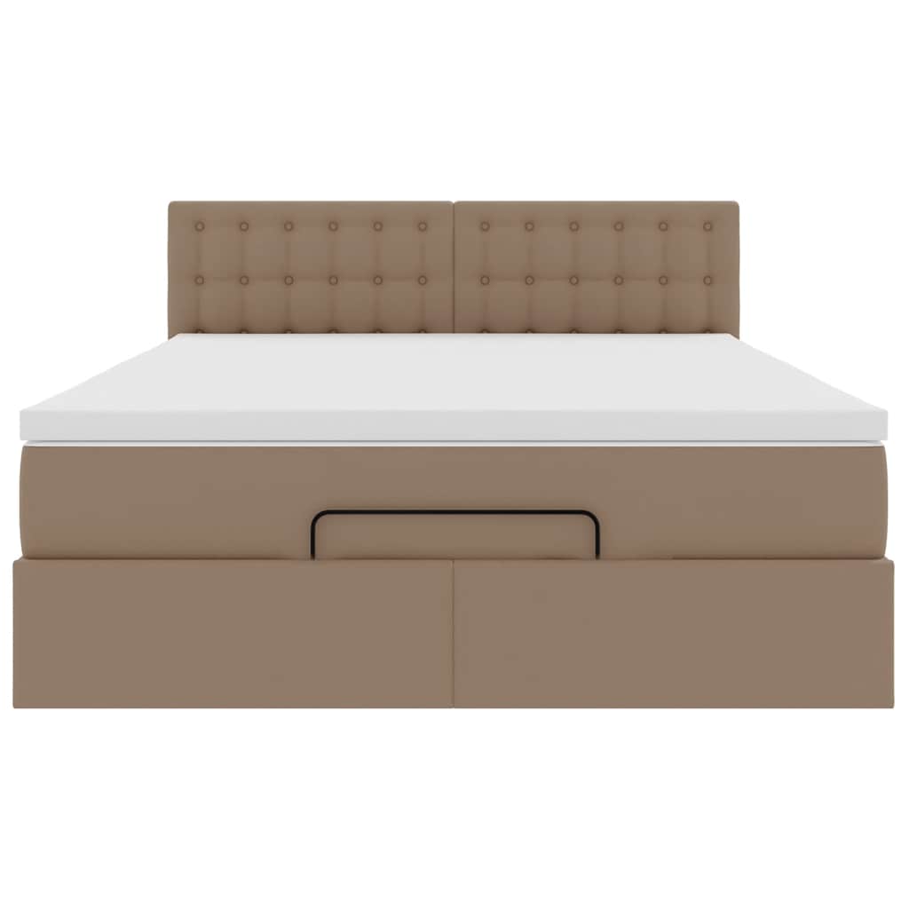 Ottoman-Bett mit Matratzen & LEDs Cappuccino-Braun 140x190cm
