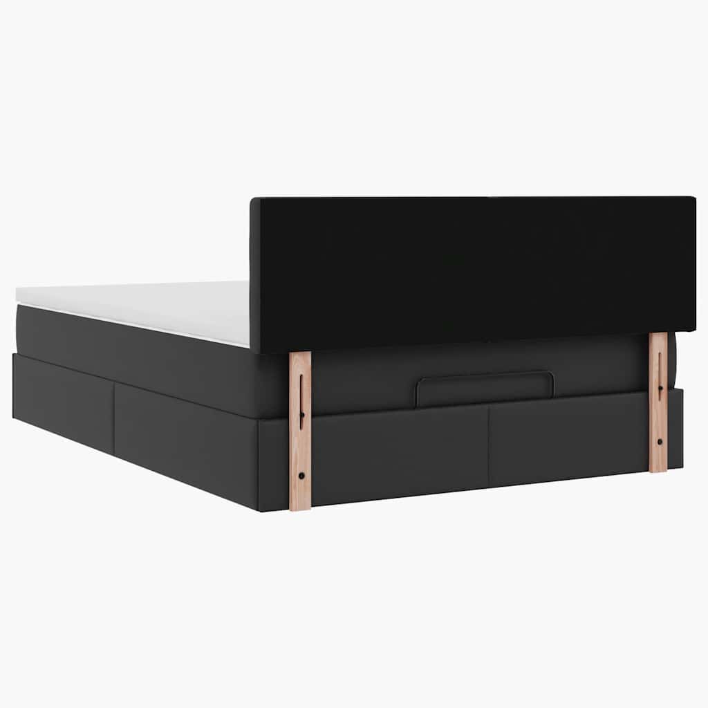 Ottoman-Bett mit Matratzen & LEDs Schwarz 140x200 cm Kunstleder