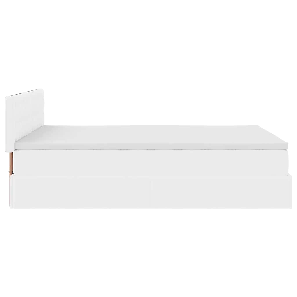 Ottoman-Bett mit Matratzen & LEDs Reinweiß 200x200cm Kunstleder