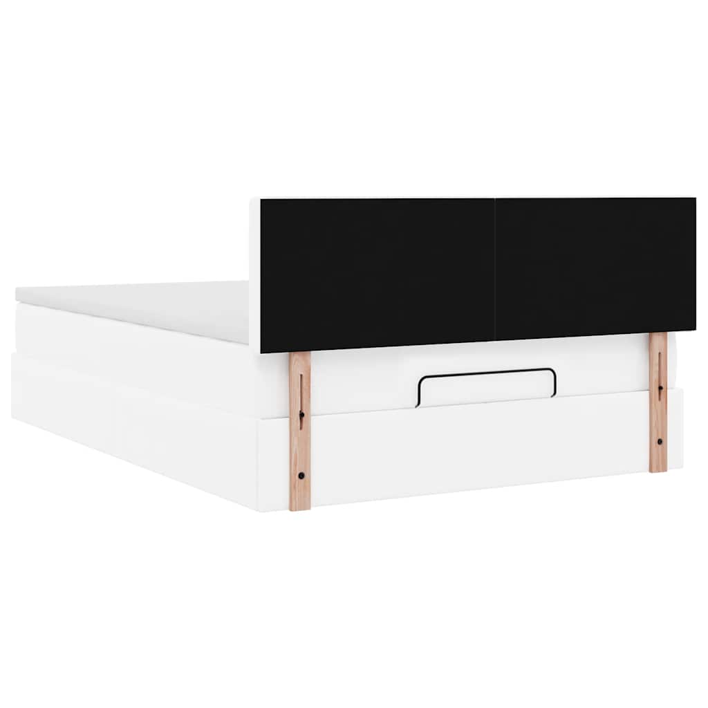 Ottoman-Bett mit Matratzen & LEDs Reinweiß 200x200cm Kunstleder