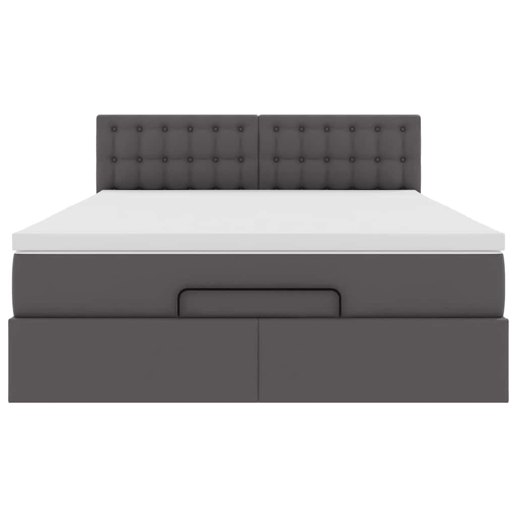 Ottoman-Bett mit Matratzen & LEDs Grau 140x200 cm Kunstleder