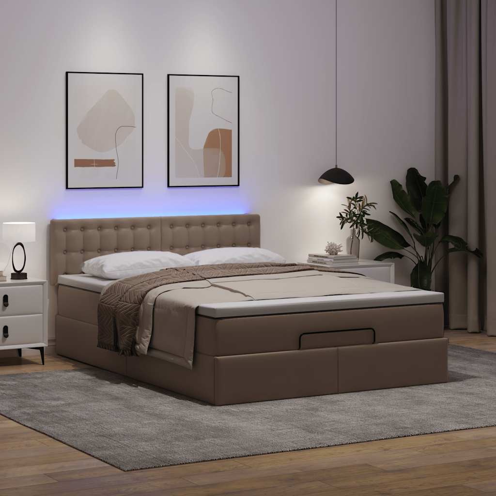 Ottoman-Bett mit Matratzen & LEDs Cappuccino-Braun 140x200cm