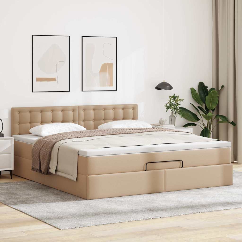 Ottoman-Bett mit Matratzen & LEDs Cappuccino-Braun 140x200cm