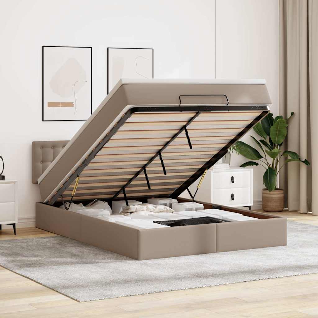 Ottoman-Bett mit Matratzen & LEDs Cappuccino-Braun 140x200cm