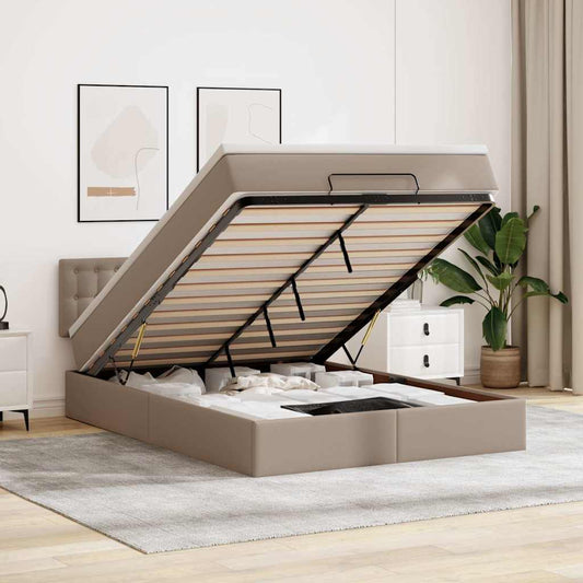 Ottoman-Bett mit Matratzen & LEDs Cappuccino-Braun 140x200cm